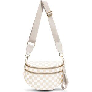 Checkered Crossbody Bag Spacious Bum Bags for Women Nylon Crossbody Fanny Packs